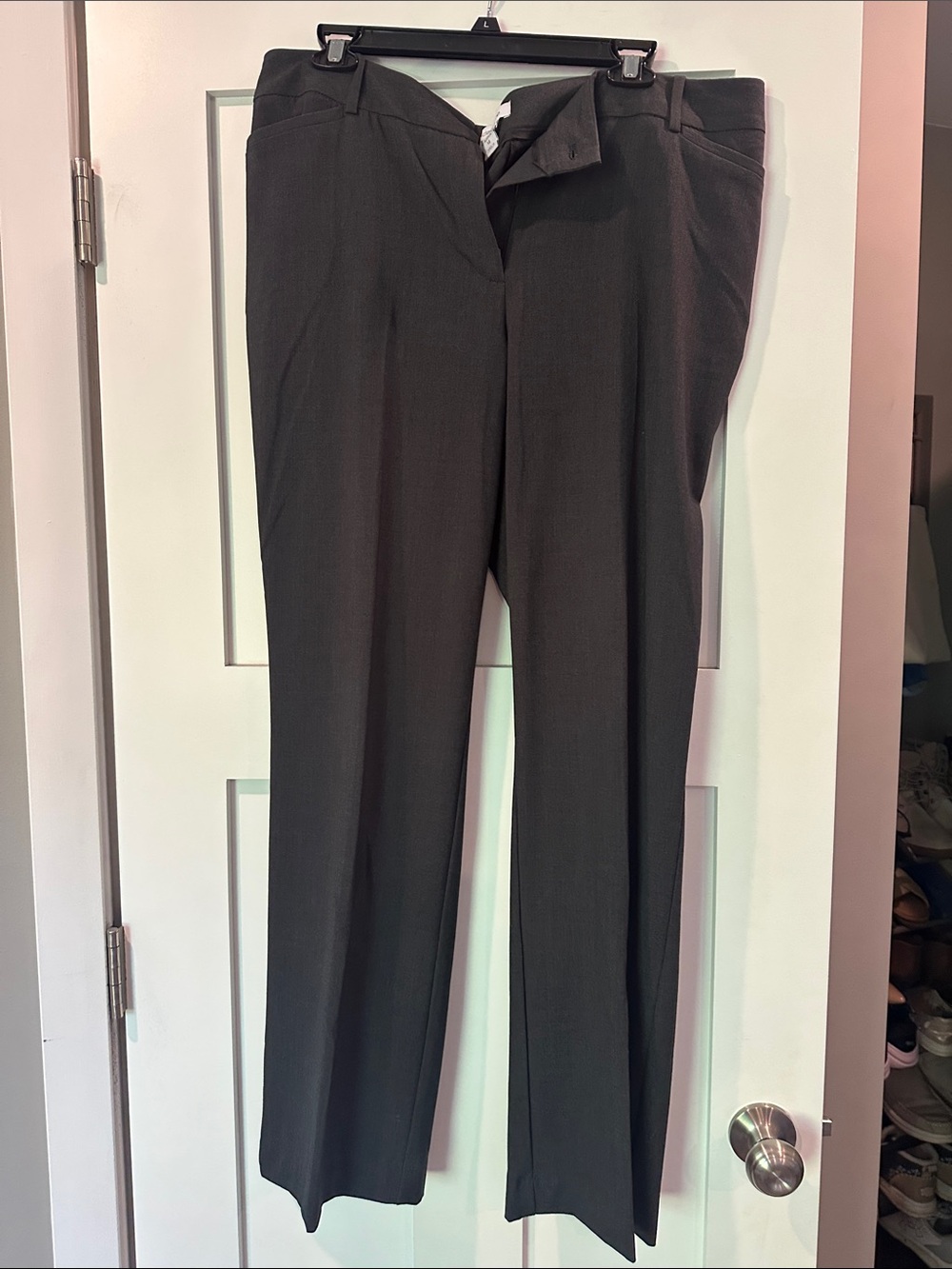 Liz Claiborne Charcoal Gray Straight-Leg Dress Trousers